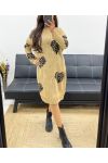 OVERSIZED DOUBLE KNIT HEART DRESS AH250935 CAMEL