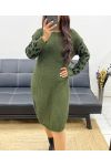 VESTIDO OVERSIZE DE MANGA LEOPARDO AH250942 VERDE MILITAR