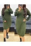 VESTIDO OVERSIZE DE MANGA LEOPARDO AH250942 VERDE MILITAR