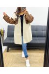 OVERSIZE-FLEECEJACKE MIT LEOPARDENKAPUZE MIT REISSVERSCHLUSS UND AH250896 ECRU