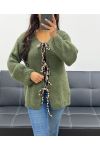 GILET CON FIOCCO LEOPOARD AH250898 VERDE MILITARE