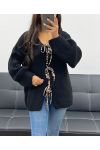 LEOPOARD BOW CARDIGAN AH250898 BLACK