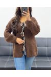 LEOPOARD BOW CARDIGAN AH250898 CHOCOLATE