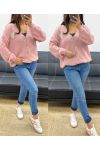 STRICKJACKE MIT HERZKNOPF LUREX AH250931 ROSA