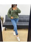 HEART BUTTON CARDIGAN LUREX AH250931 MILITARY GREEN