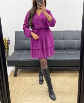 ROBE VOILAGE AVEC LIEN AH290 PE290 MAUVE