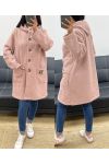 VESTE MOUMOUTE A BOUTONS POCHES ET CAPUCHE AH250982 ROSE