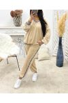 VELVET V-NECK SWEATER PANTS POCKET PANTS SET AH250996 BEIGE