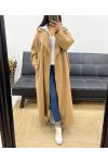 MANTEAU LONG OVERSIZE + CAPUCHE INTEGRé 2 POCHES AH250945 CAMEL