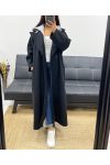 OVERSIZED LONG COAT + 2-POCKET INTEGRATED HOOD AH250945 BLACK