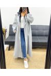 OVERSIZED LONG COAT + 2-POCKET INTEGRATED HOOD AH250945 GREY