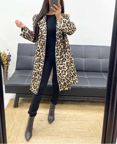 LEOPARD FELT COAT AH250963