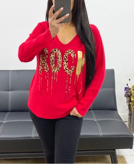 ROCK FLOCKING SWEATER AH250969 RED