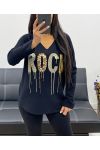 PULLOVER FLOCAGE ROCK AH250969 NOIR