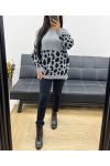 GREY AH250990 PRINTED KNIT SWEATER