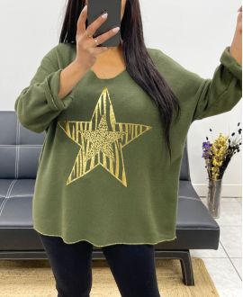 BLUE BLUE STAR FLOCKING JUMPER AH250948 MILITARY GREEN