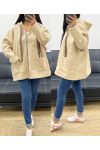 CHAQUETA OVERSIZE CON CREMALLERA AH250964 BEIGE