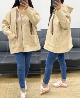 OVERSIZED JACK MET RITS AH250964 BEIGE