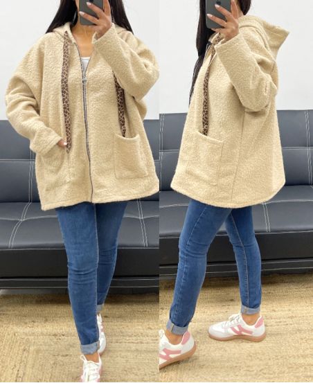 OVERSIZED ZIP-UP JACKET AH250964 BEIGE