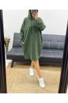 ROBE OVERSIZE CAPUCHE MOUMOUTE AH250975 VERT MILITAIRE