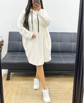 OVERSIZED HOODED DRESS WITH AH250975 WHITE