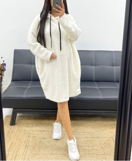 OVERSIZED HOODED DRESS WITH AH250975 WHITE