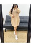 OVERSIZED HOODED DRESS WITH MOUMOUTE AH250975 BEIGE