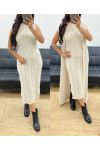 DRESS + CABLE CARDIGAN SET AH250506 BEIGE