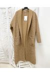 MANTEAU A POILS DOUX AH250054 CAMEL