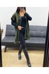 MILITARY GREEN LEOPARD PATTERNED VEST/PONCHO AH250914