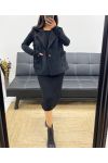 SHORT SLEEVELESS SUEDE JACKET AH250521 BLACK