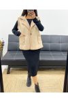 SHORT SLEEVELESS SUEDE JACKET MOUMOUTE AH250521 BEIGE