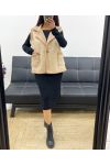 SHORT SLEEVELESS SUEDE JACKET MOUMOUTE AH250521 BEIGE