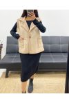 CHAQUETA CORTA DE ANTE SIN MANGAS MOUMOUTE AH250521 BEIGE