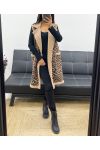 SLEEVELESS PRINTED MOUMOUTE SUEDE COAT AH250514-1