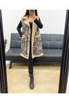 SLEEVELESS PRINTED SUEDE SUEDE COAT AH250514-2