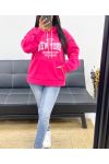 BLUZA Z KAPTUREM NEW YORK AH250524 FUSHIA FLEECE