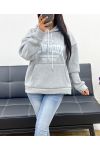 BLUZA Z KAPTUREM NEW YORK FLEECE AH250524 SZARA