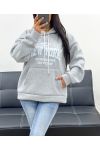 BLUZA Z KAPTUREM NEW YORK FLEECE AH250524 SZARA