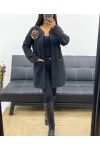 SOFT FUR LEOPARD BROOCH COAT AH250511 BLACK