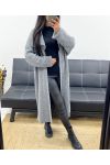 LONG VEST WITH LARGE COLLAR AH250866 GREY