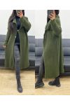 LONG VEST WITH LARGE COLLAR AH250866 MILITARY GREEN