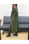 LONG VEST WITH LARGE COLLAR AH250866 MILITARY GREEN