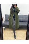 LONG VEST WITH LARGE COLLAR AH250866 MILITARY GREEN