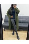 LONG VEST WITH LARGE COLLAR AH250866 MILITARY GREEN