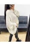 OVERSIZED TOPSTITCHED SWEATER AH250533 BEIGE