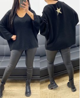 LUREX STAR BACK PULLOVER AH250539 BLACK