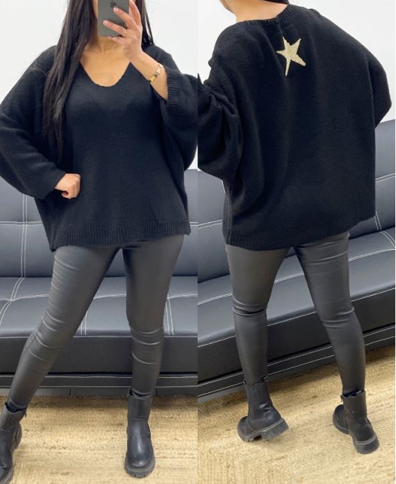 LUREX STAR BACK PULLOVER AH250539 BLACK