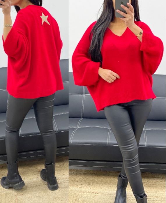 LUREX STAR BACK PULLOVER AH250539 ROOD