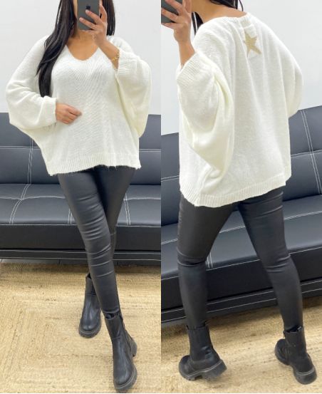 LUREX STAR BACK PULLOVER AH250539 WHITE